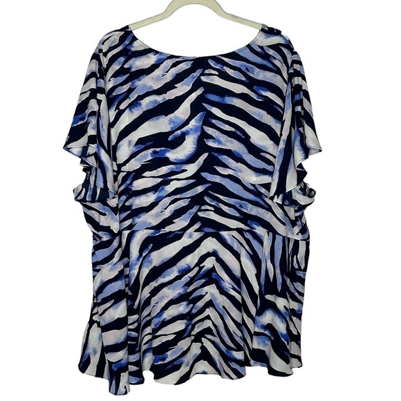 NWT Torrid Tops Torrid Navy Zebra Georgette Peplum Blouse - Picture 5 of 15